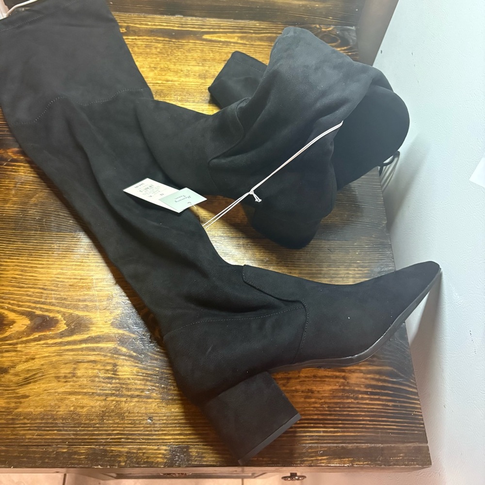 A New Day Black Heeled Knee High Boots Size 12
